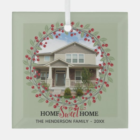 ホームスイートホームフォトリースクリスマスツリー ガラスオーナメント (正面)