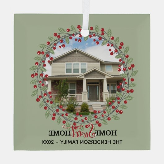 ホームスイートホームフォトリースクリスマスツリー ガラスオーナメント (裏面)