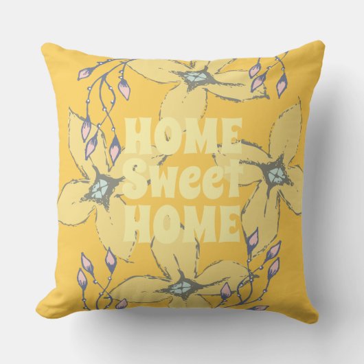 ホームスイートホームフラワーパワーアーポップ・アートのト クッション (正面)