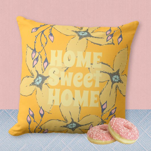 ホームスイートホームフラワーパワーアーポップ・アートのト クッション