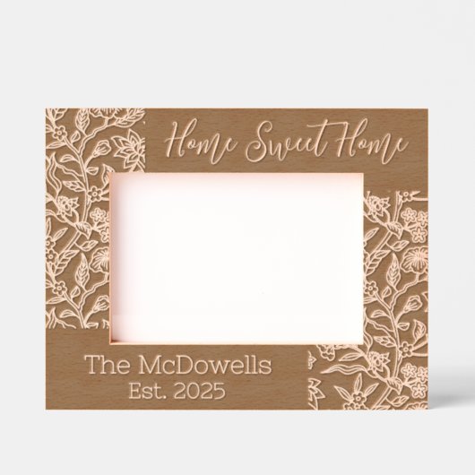 ホームスイートホームフローラテーマエッチングフレーム レーザー彫刻フレーム (正面)