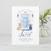 ホームスイートホームブルーコースタルウォーターカラーフロントドア 案内状 (スタンド正面)