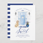 ホームスイートホームブルーコースタルウォーターカラーフロントドア 案内状 (正面/裏面)