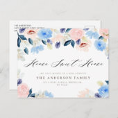 ホームスイートホームブルーパステルフローラニューホーム  ポストカード (正面/裏面)