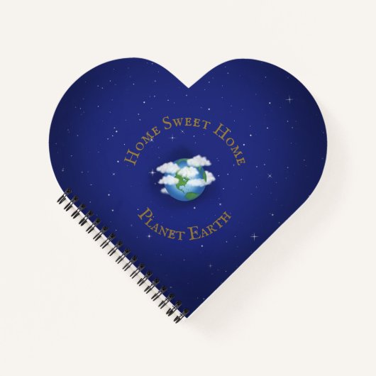 "ホームスイートホームプラネットアース"ハート型 ノートブック (正面)
