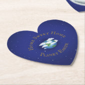 "ホームスイートホームプラネットアース"ハート型 ペーパーコースター (アングル)