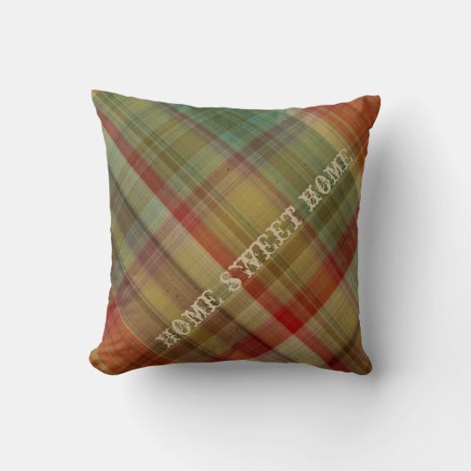 ホームスイートホームプレイド#1スクエア装飾用クッション クッション (正面)