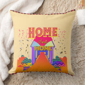 ホームスイートホームベージュレッドリバース クッション (ブランケット)