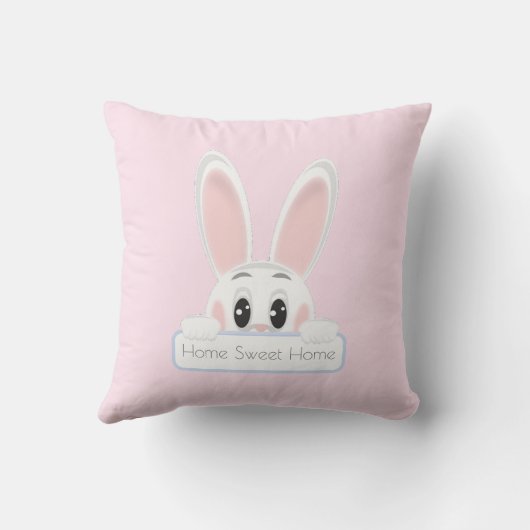 ホームスイートホームホワイトバニーオンライトピンク クッション (裏面)