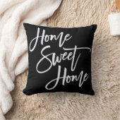ホームスイートホームホワエレガントイトスクリプトブラック クッション (ブランケット)