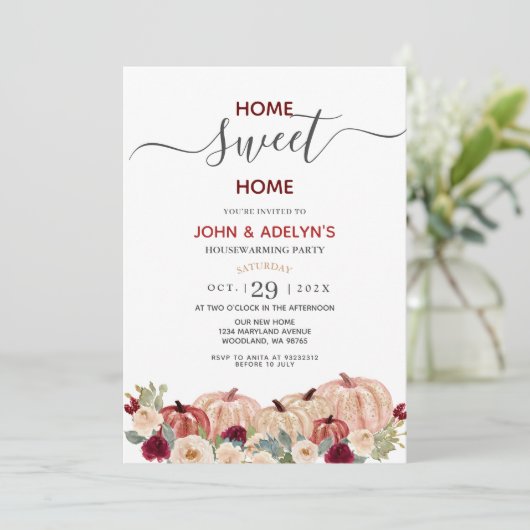 ホームスイートホームマルサラホワイトパンプキンフラワーズ  招待状 (スタンド正面)