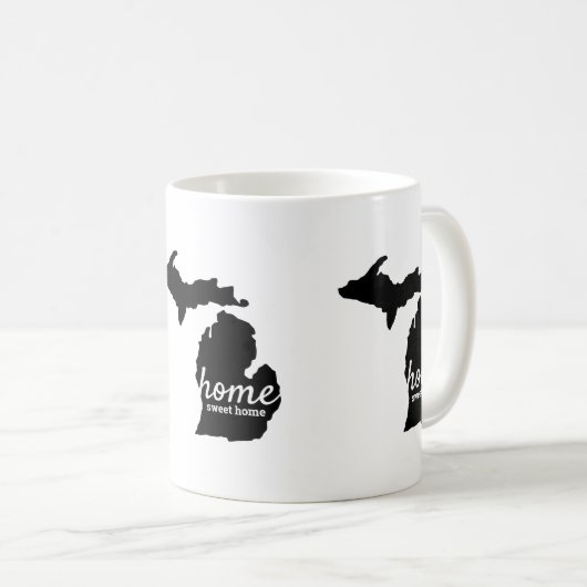 ホームスイートホームミシガンシルエット コーヒーマグカップ (正面右)