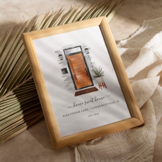 ホームスイートホームミッドセンチュリーモダンウォーターカラードア ポスター