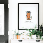 ホームスイートホームミッドセンチュリーモダンウォーターカラードア ポスター