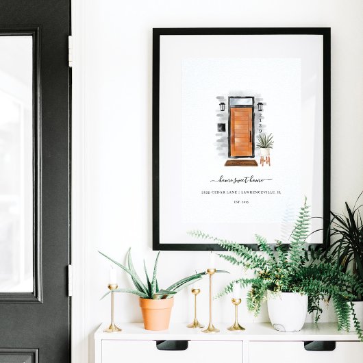 ホームスイートホームミッドセンチュリーモダンウォーターカラードア ポスター