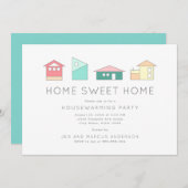 ホームスイートホームミニマリスト引っ越し祝いパーティーパーティー 招待状 (正面/裏面)