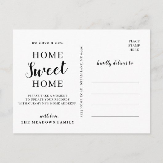 ホームスイートホームムービングミニマリスト独自の作成 案内ポストカード (裏面)
