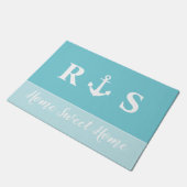 ホームスイートホームモノグラムいかり ドアマット (アングル)