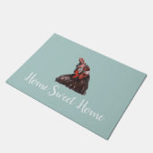 ホームスイートホームルースターグレーフロアマット ドアマット (アングル)