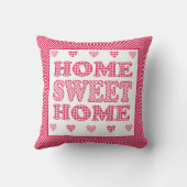 ホームスイートホームレッド、ホワイトポルカとチェック クッション (裏面)