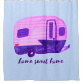 ホームスイートホームレトロRVトレーラーカンパーウォーター色 シャワーカーテン (正面)