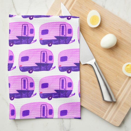ホームスイートホームヴィンテージトレーラーキャンパーRV キッチンタオル (四つ折り)