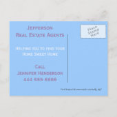 ホームスイートホーム実在エステートエージェントまたは引っ越しました 案内ポストカード (裏面)