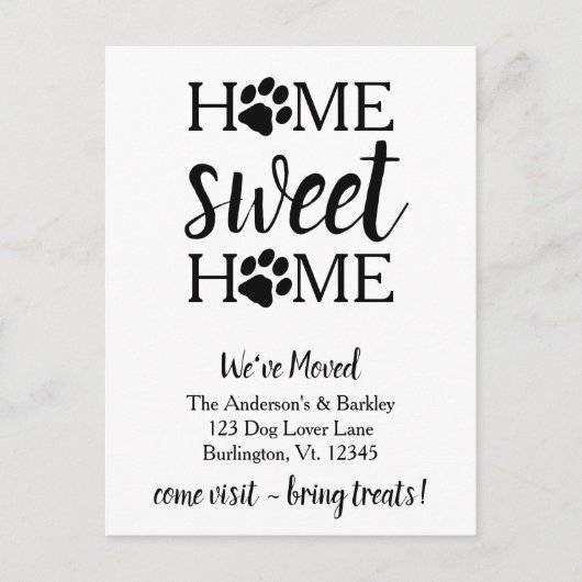 ホームスイートホーム引っ越しましたドッグペット移動 案内ポストカード (正面)