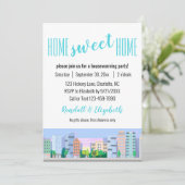 ホームスイートホーム引っ越し祝いパーティースカイラインテンプレート 招待状 (スタンド正面)
