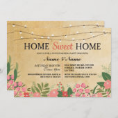 ホームスイートホーム引っ越し祝いパーティーヴィンテージフローラ招待状 招待状 (正面/裏面)
