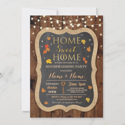 ホームスイートホーム引っ越し祝いパーティー紅葉招待状 招待状 (正面)