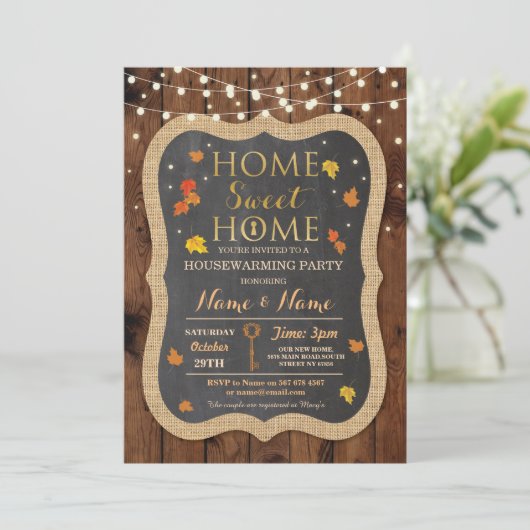 ホームスイートホーム引っ越し祝いパーティー紅葉招待状 招待状 (スタンド正面)
