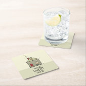 ホームスイートホーム引用文カワイイ引っ越し祝いパーティーハウス スクエアペーパーコースター (インサイチュ)