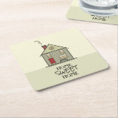 ホームスイートホーム引用文カワイイ引っ越し祝いパーティーハウス スクエアペーパーコースター (アングル)