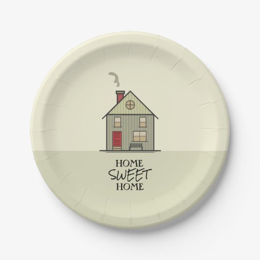 ホームスイートホーム引用文カワイイ引っ越し祝いパーティーハウス ペーパープレート (正面)