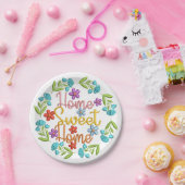 ホームスイートホーム引用文ビューティフルカラーフラワーズ ペーパープレート (パーティー)