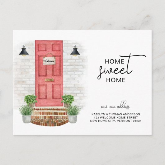 ホームスイートホーム新しいアドレスレッドドアウォーター色 案内ポストカード (正面)