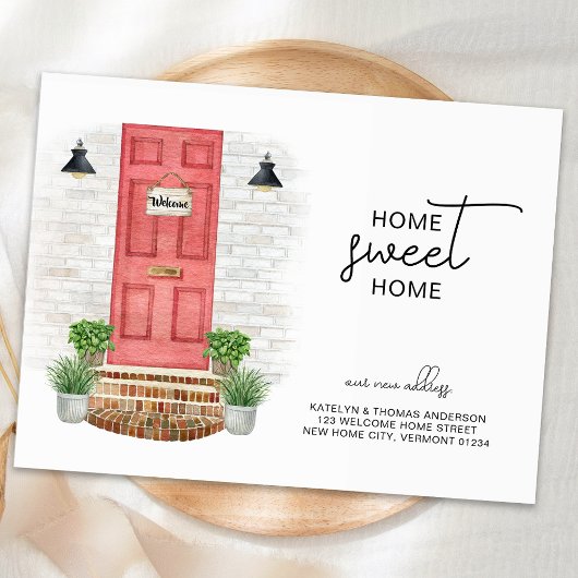 ホームスイートホーム新しいアドレスレッドドアウォーター色 案内ポストカード