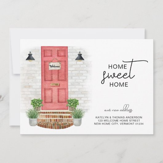 ホームスイートホーム新しいアドレスレッドドアウォーター色 案内状 (正面)