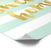 ホームスイートホーム金ゴールドアンドミント |アートプリント ポスター (角)