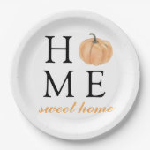 ホームスイートホーム |オレンジカボチャ |秋シーズン ペーパープレート (正面)