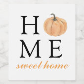 ホームスイートホーム |オレンジカボチャ |秋シーズン ワインラベル (シングルラベル)