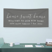 ホームスイートホーム |グレー |引っ越し祝いパーティーパーティー 横断幕 (トレードショー)