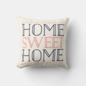 ホームスイートホーム |コーラル・アンド・ネイビーモダンタイポグラフィ クッション (正面)