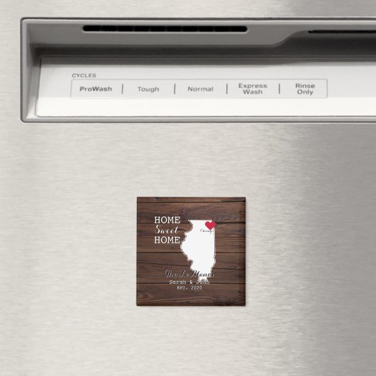 ホームスイートホーム |シカゴイリノイ素朴ウッド マグネット (インサイチュ (食洗機))