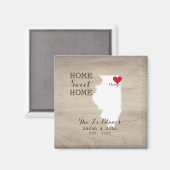 ホームスイートホーム |シカゴイリノイ素朴ウッド マグネット (正面/裏面)