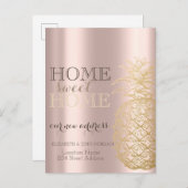 ホームスイートホーム,パイナップル,バラ金ゴールド新しいアドレス 案内ポストカード (正面/裏面)
