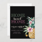 ホームスイートホーム,フローラパイナップル,黒の新しいアドレス 案内ポストカード (正面/裏面)
