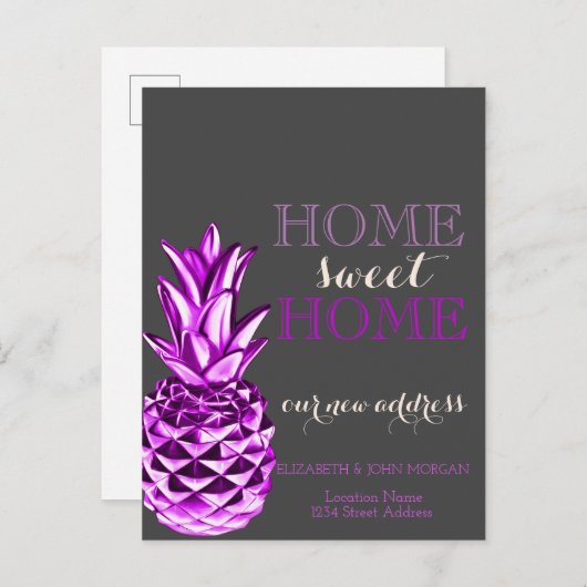 ホームスイートホーム、メタリックパイナップルニューアドレス 案内ポストカード (正面/裏面)