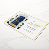 ホームスイートホーム – 引っ越しましたブルーウォーターカラードア 箔招待状 (回転した状態)